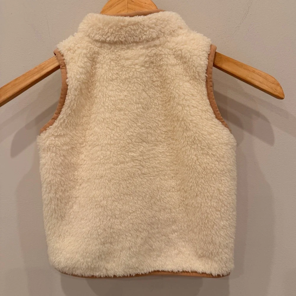 Nike Toddler Sherpa Fleece Vest 2T Cream Tan Swoosh Zip‎ Jacket 1–2Y
